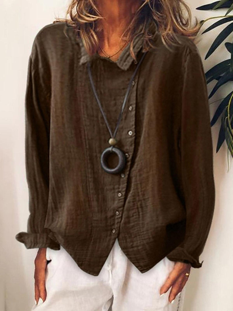 Women&#39;s Linen Cotton Blend Long Casual Shirt