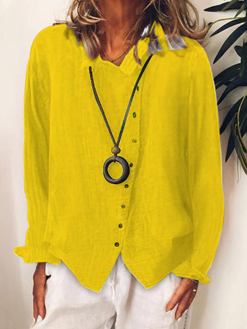 Women&#39;s Linen Cotton Blend Long Casual Shirt