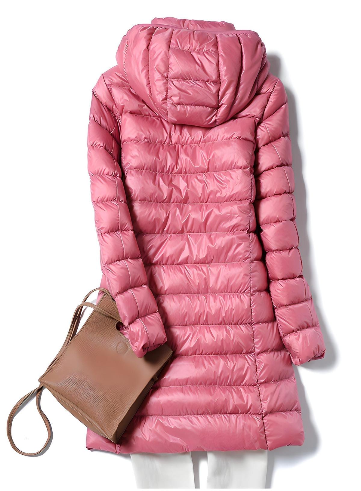 Women&#39;s Long Down Jacket With Removable Hood