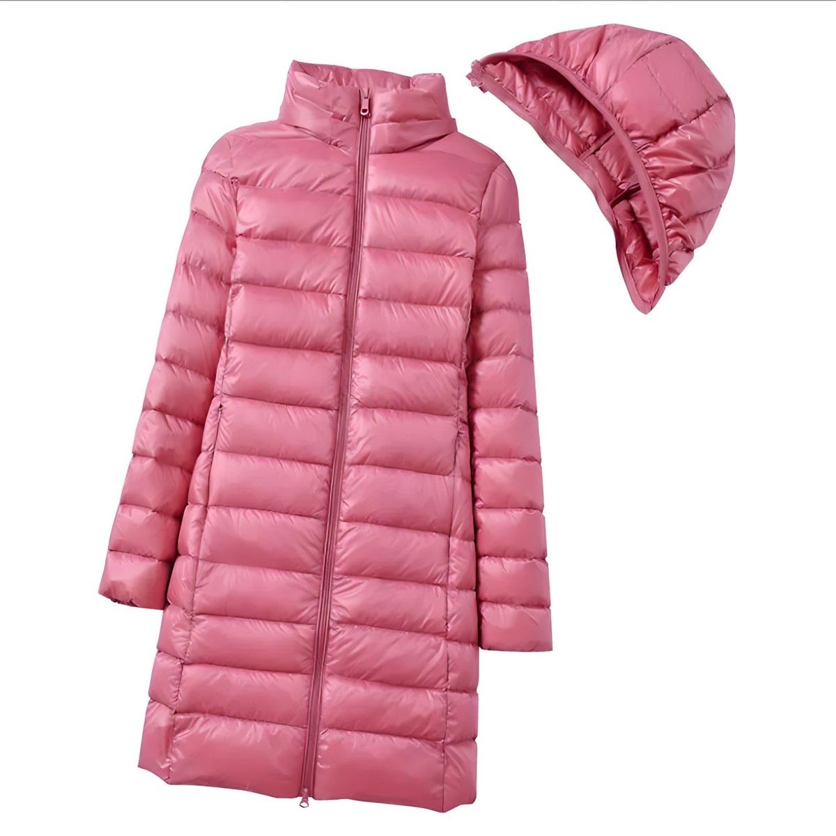 Women&#39;s Long Down Jacket With Removable Hood