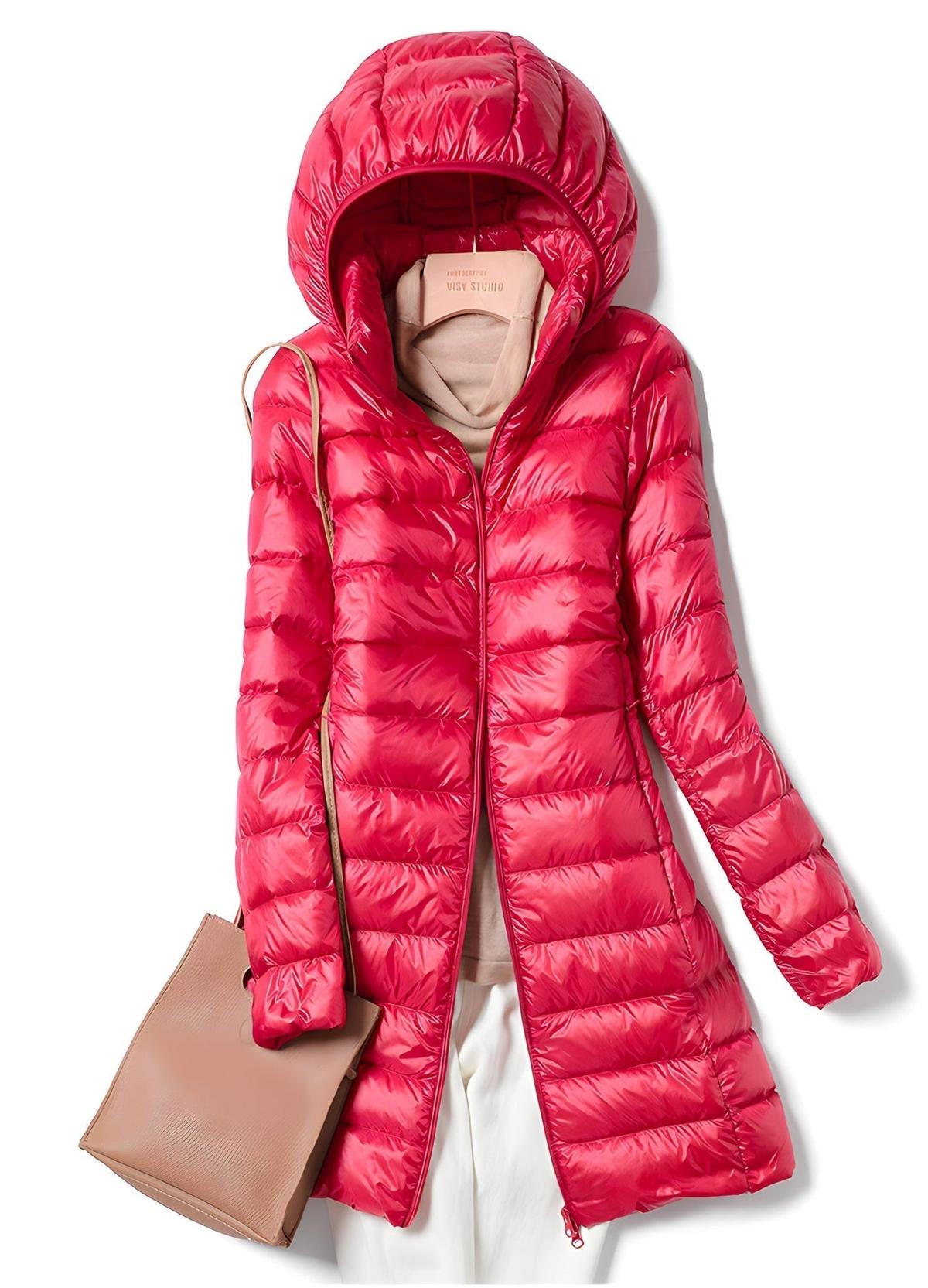 Women&#39;s Long Down Jacket With Removable Hood