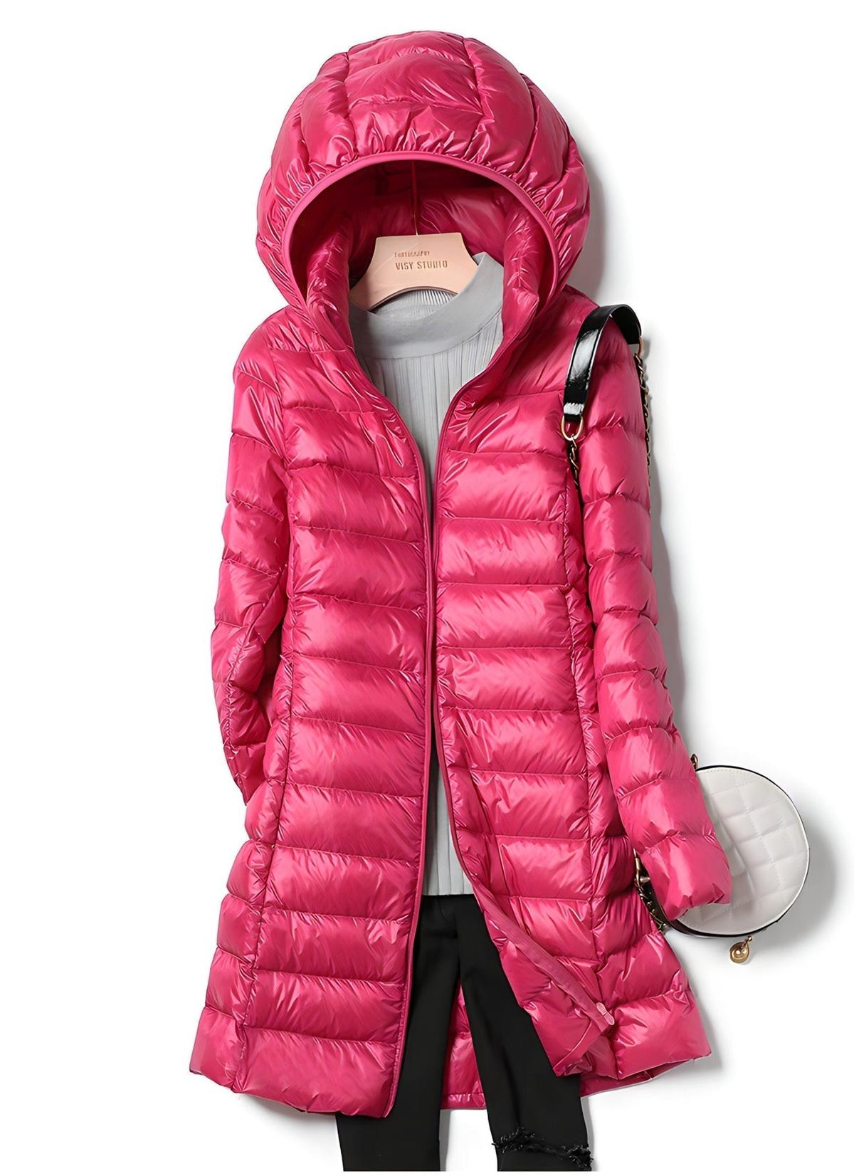 Women&#39;s Long Down Jacket With Removable Hood