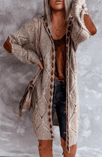 Women&#39;s Long Hooded Cardigan Sweater