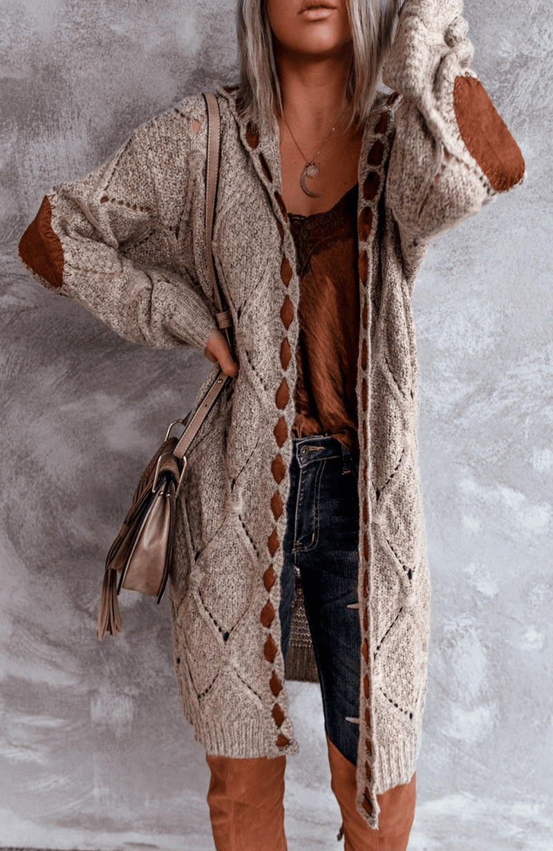Women&#39;s Long Hooded Cardigan Sweater