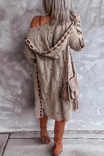 Women&#39;s Long Hooded Cardigan Sweater