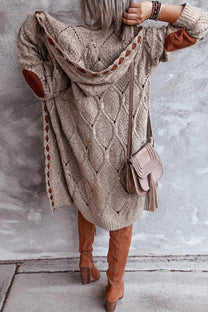 Women&#39;s Long Hooded Cardigan Sweater