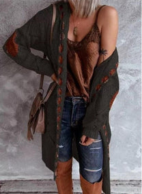 Women&#39;s Long Hooded Cardigan Sweater