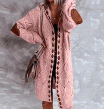 Women&#39;s Long Hooded Cardigan Sweater