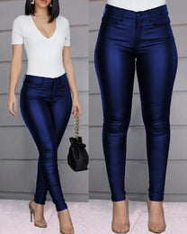 Women&#39;s Long Leather Jegging Pants