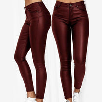 Women&#39;s Long Leather Jegging Pants