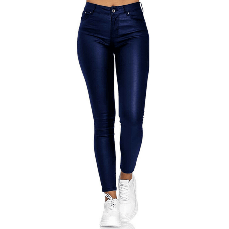 Women&#39;s Long Leather Jegging Pants