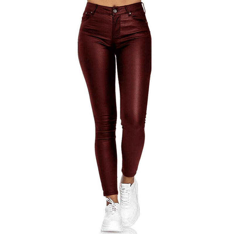 Women&#39;s Long Leather Jegging Pants