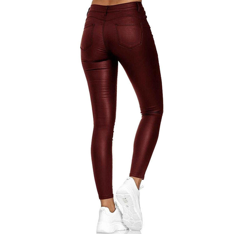 Women&#39;s Long Leather Jegging Pants