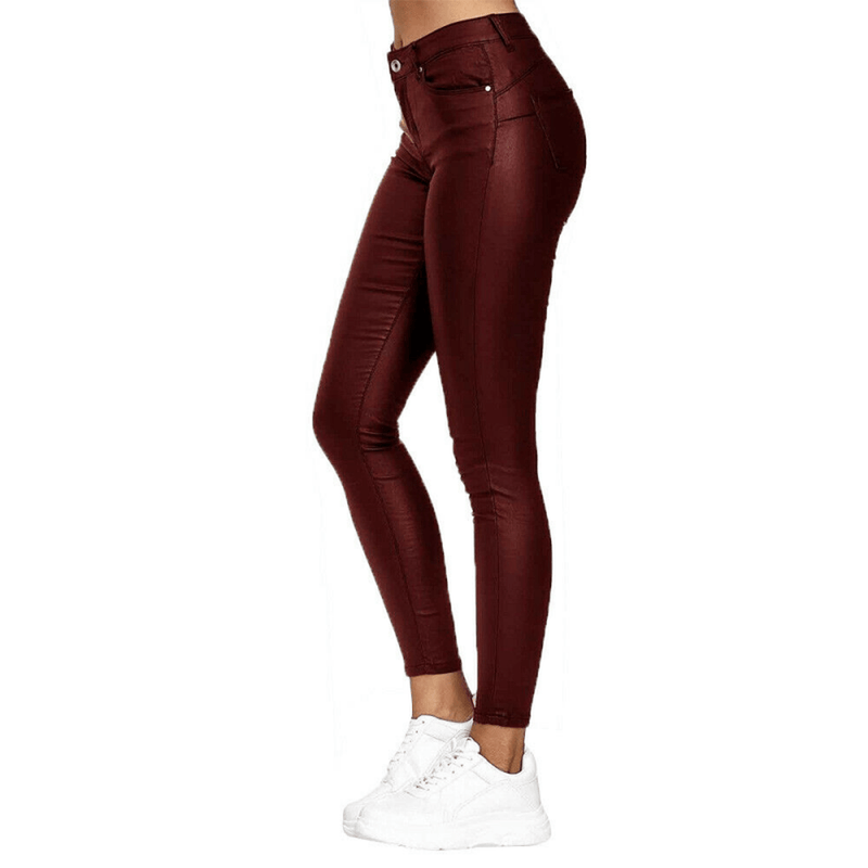 Women&#39;s Long Leather Jegging Pants