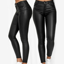 Women&#39;s Long Leather Jegging Pants
