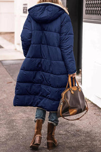 Women&#39;s Long Reversible Winter Coat With Hood And Teddy Lining