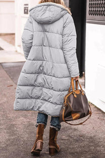 Women&#39;s Long Reversible Winter Coat With Hood And Teddy Lining
