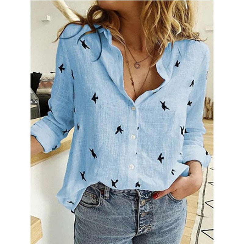 Women&#39;s Long Sleeve Button-Up Blouse