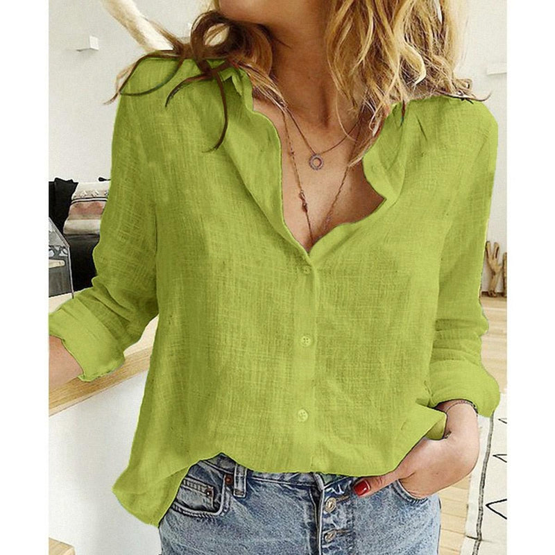Women&#39;s Long Sleeve Button-Up Blouse