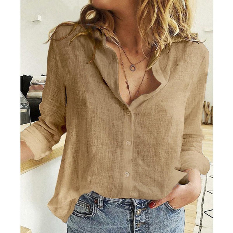 Women&#39;s Long Sleeve Button-Up Blouse