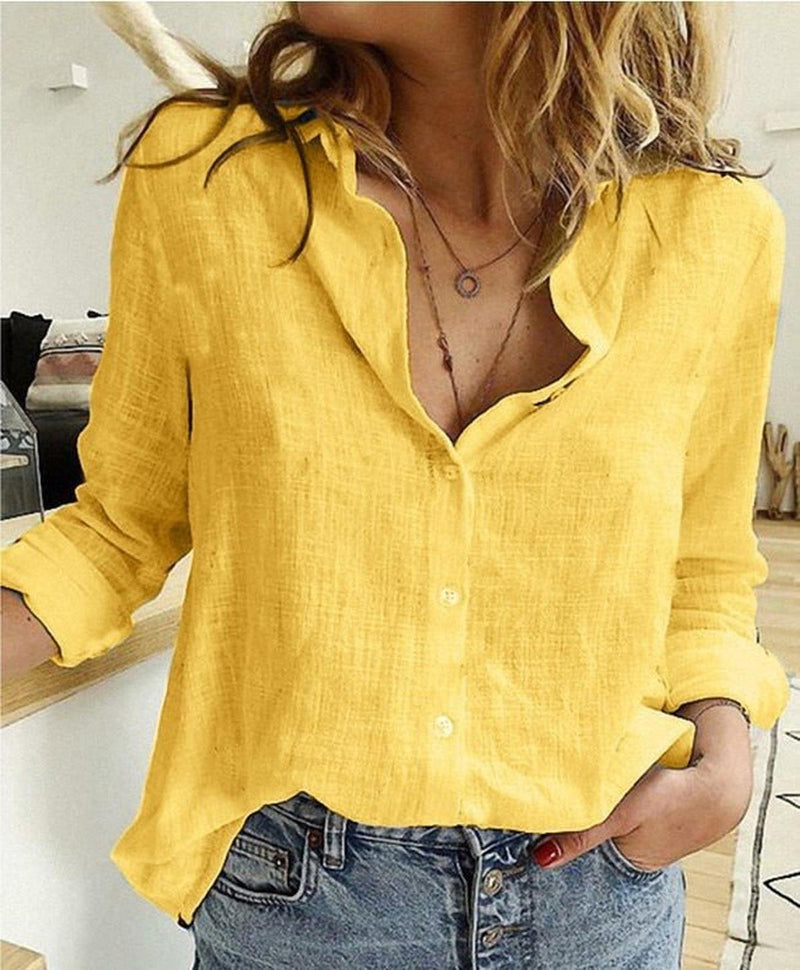 Women&#39;s Long Sleeve Button-Up Blouse