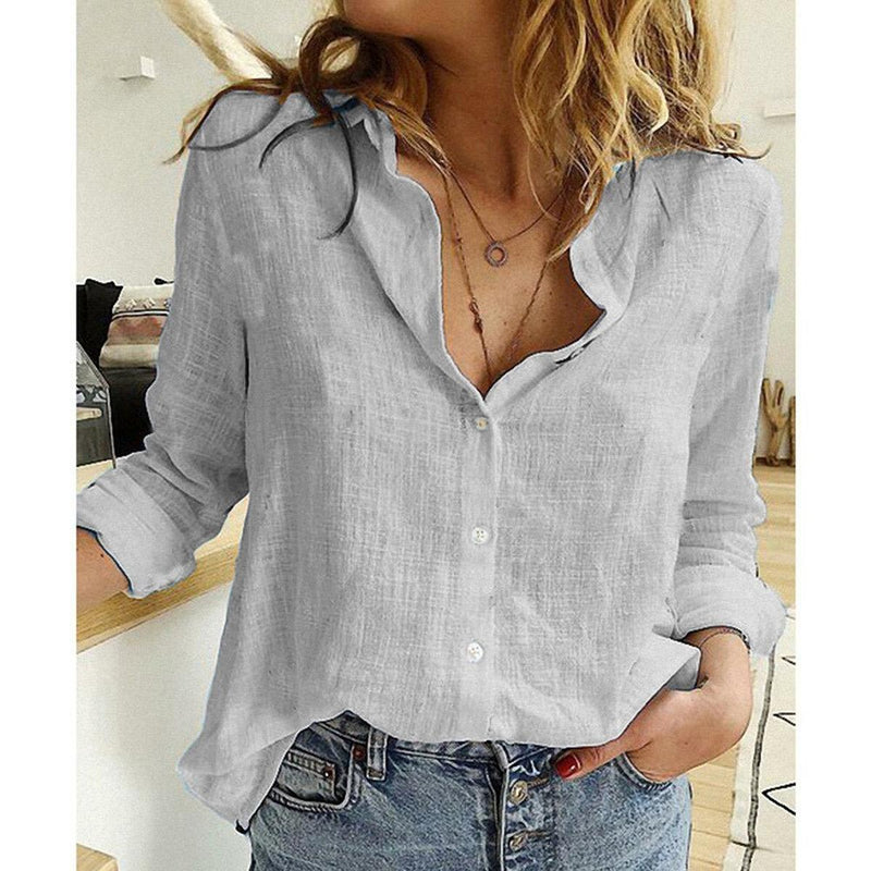Women&#39;s Long Sleeve Button-Up Blouse