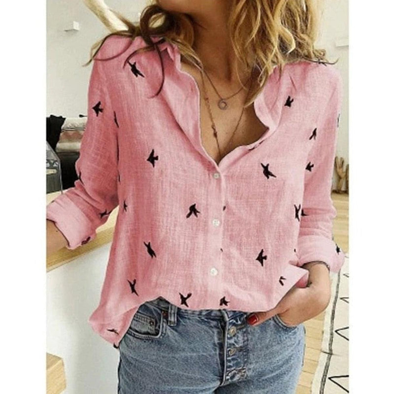 Women&#39;s Long Sleeve Button-Up Blouse