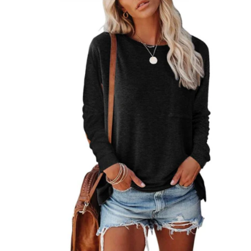 Women&#39;s Long Sleeve Round Neck Shirt - Comfortable Basic Top