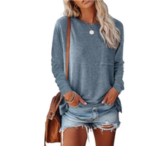 Women&#39;s Long Sleeve Round Neck Shirt - Comfortable Basic Top