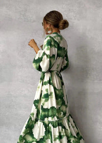 Women&#39;s Long Sleeve V-Neck Maxi Dress