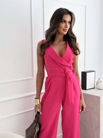 Women&#39;s Long-Sleeve Wide-Leg Jumpsuit