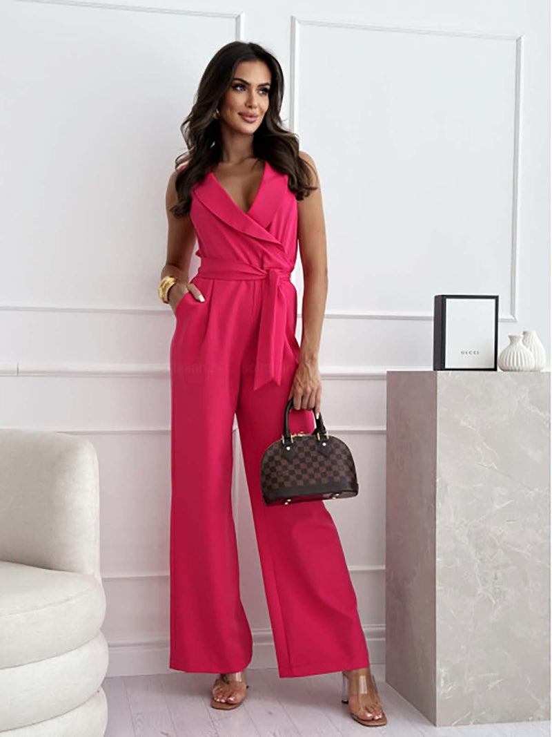 Women&#39;s Long-Sleeve Wide-Leg Jumpsuit