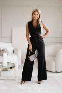 Women&#39;s Long-Sleeve Wide-Leg Jumpsuit