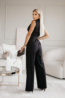 Women&#39;s Long-Sleeve Wide-Leg Jumpsuit