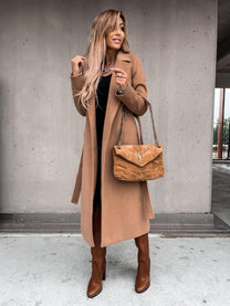 Women&#39;s Long Spring Coat With Classic Design