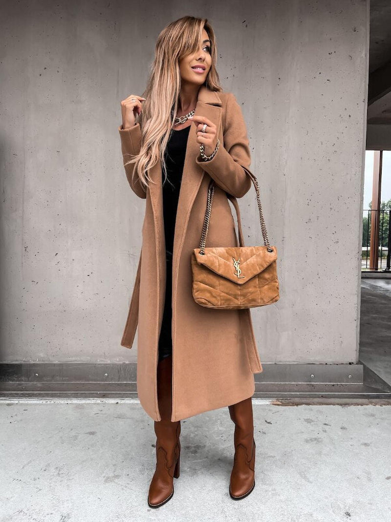 Women&#39;s Long Spring Coat With Classic Design