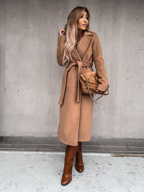 Women&#39;s Long Spring Coat With Classic Design