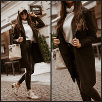 Women&#39;s Long Spring Jacket With Pockets