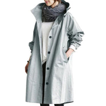 Women&#39;s Long Trench Coat With Hood For Transitional Seasons