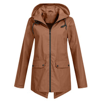 Women&#39;s Long Water-Resistant Raincoat With Hood