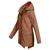 Women&#39;s Long Water-Resistant Raincoat With Hood