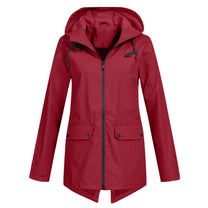 Women&#39;s Long Water-Resistant Raincoat With Hood