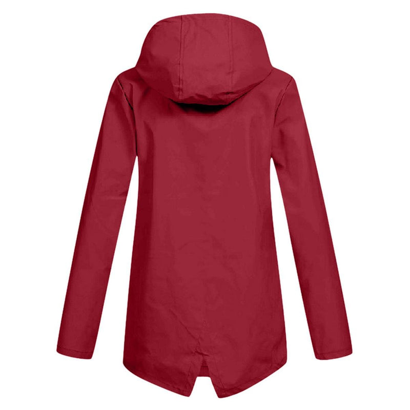 Women&#39;s Long Water-Resistant Raincoat With Hood