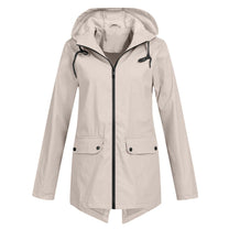 Women&#39;s Long Water-Resistant Raincoat With Hood