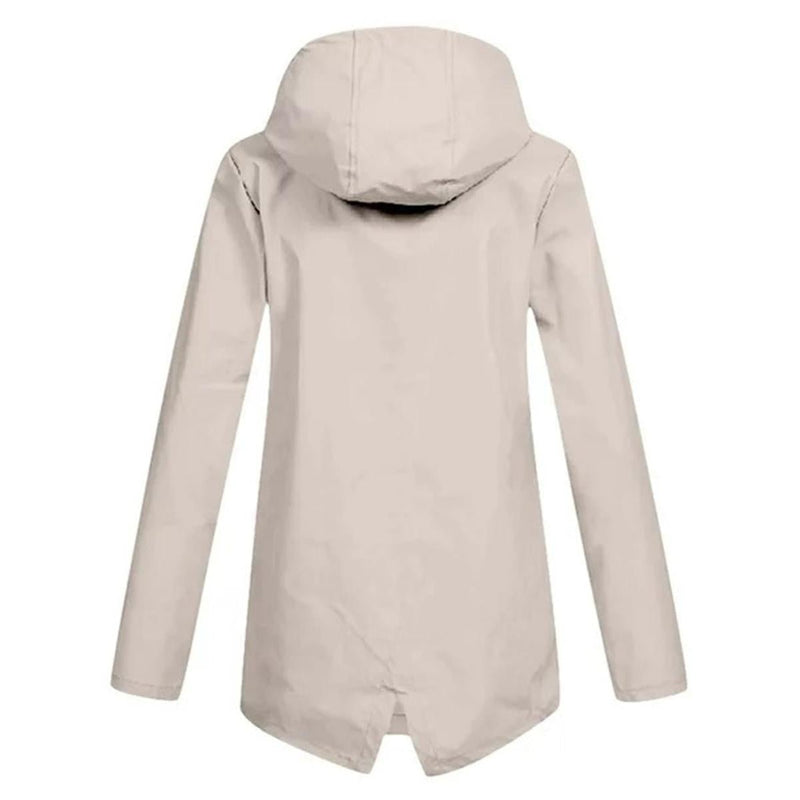 Women&#39;s Long Water-Resistant Raincoat With Hood
