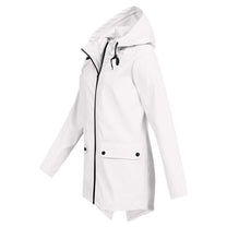 Women&#39;s Long Water-Resistant Raincoat With Hood