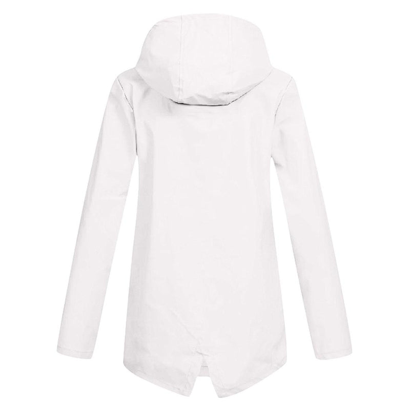 Women&#39;s Long Water-Resistant Raincoat With Hood