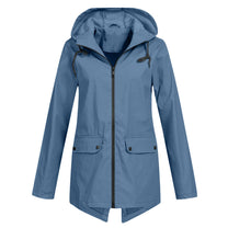 Women&#39;s Long Water-Resistant Raincoat With Hood