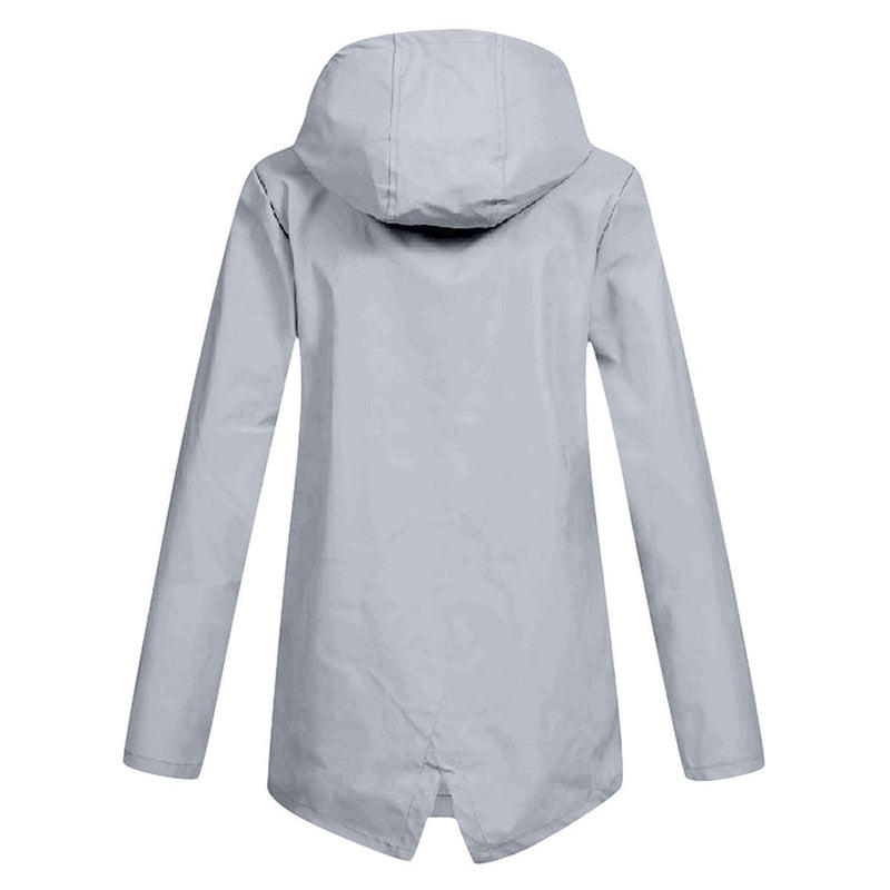 Women&#39;s Long Water-Resistant Raincoat With Hood