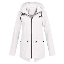 Women&#39;s Long Water-Resistant Raincoat With Hood